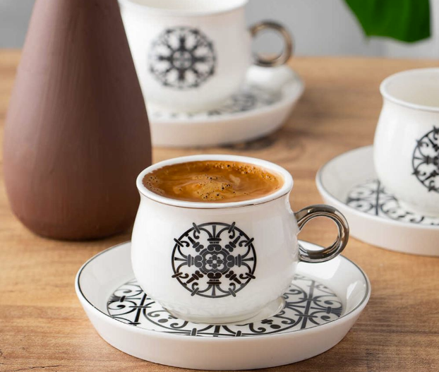 ACAR ROXANA Set de 6 tasses à café en porcelaine 12 pièces