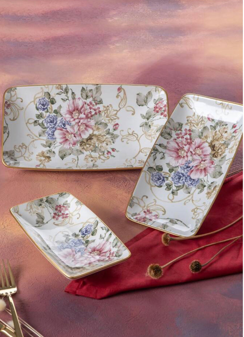 ACAR ROSA Lot de 3 Assiettes rectangulaires de service