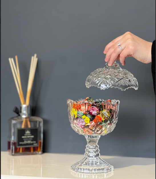 GLOZINI Sucrier bonbonnière en verre avec couvercle