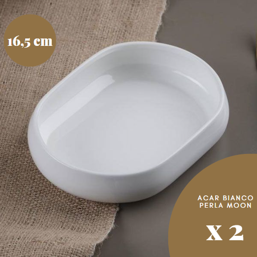 ACAR BIANCO PERLA MOON Lot de 2 assiettes de service 16,5 x 12 x 3,9 cm