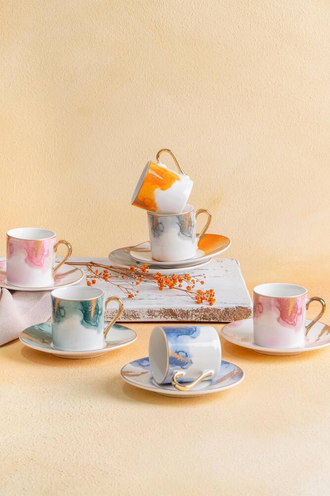 ACAR BRUSH Tasses à café en porcelaine 12 pièces 6 personnes