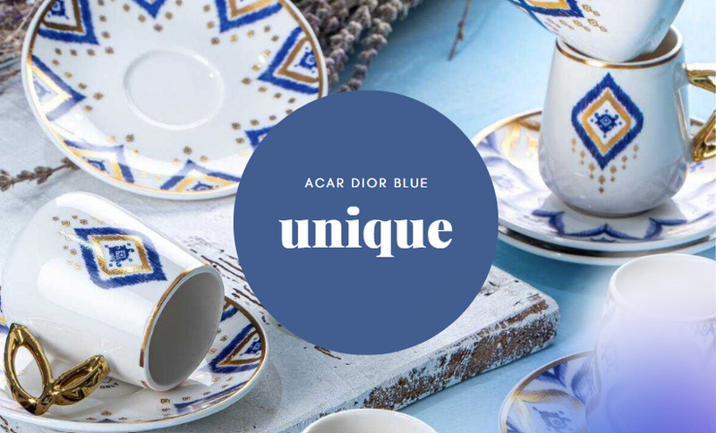 ACAR DIOR BLUE Tasses à café en porcelaine 6 personnes 12 pièces