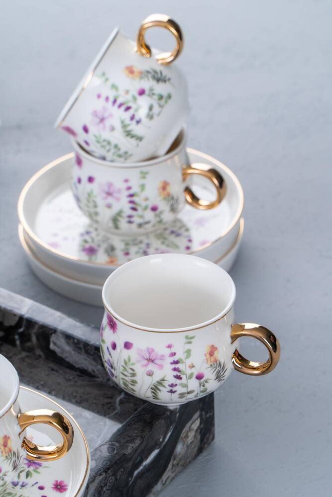 ACAR LIDYA Kaffeetassen aus Porzellan 12 Stück 6 Personen