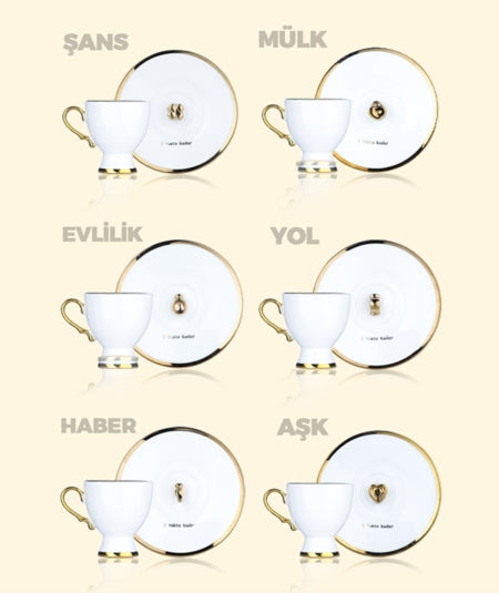 ACAR 3 VAKTE KADAR  Set de 6 tasses à café en porcelaine ACAR 3 VAKTE KADAR 6lı Porselen kahve fincan takımı ACAR 3 TIL 3 TIME 6 Porzellan-Kaffeetassen-Set