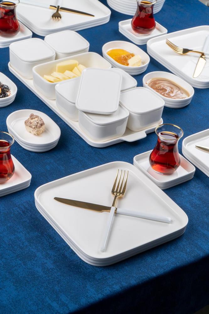 ACAR PERLA Ensemble de petit-déjeuner 35 pièces en porcelaine ACAR PERLA 35 Parça 6 kişilik kahvaltı takımı ACAR PERLA Frühstücksset 35 Stück Porzellan 6 Personen