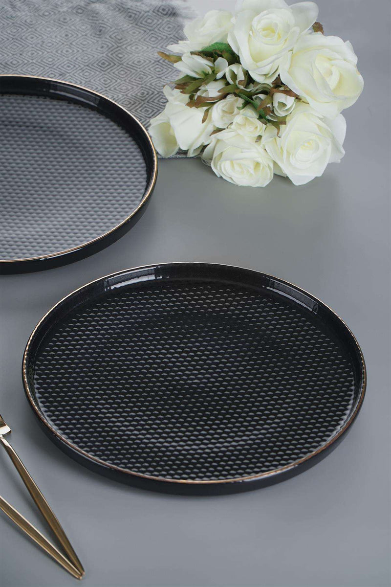 ACAR NORDIC TREND BLACK Lot de 6 Assiettes Plates de 26 cm ACAR NORDIC TREND BLACK 6 Adet Servis Tabak - 26 Cm ACAR NORDIC TREND BLACK Set mit 6 Flachen Tellern à 26 cm