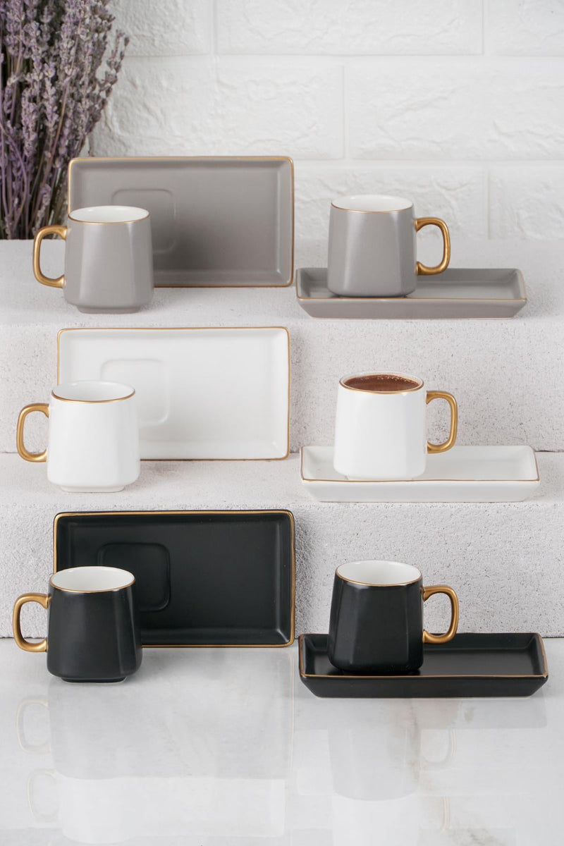 ACAR ANGLED Set de 6 tasses à café en porcelaine