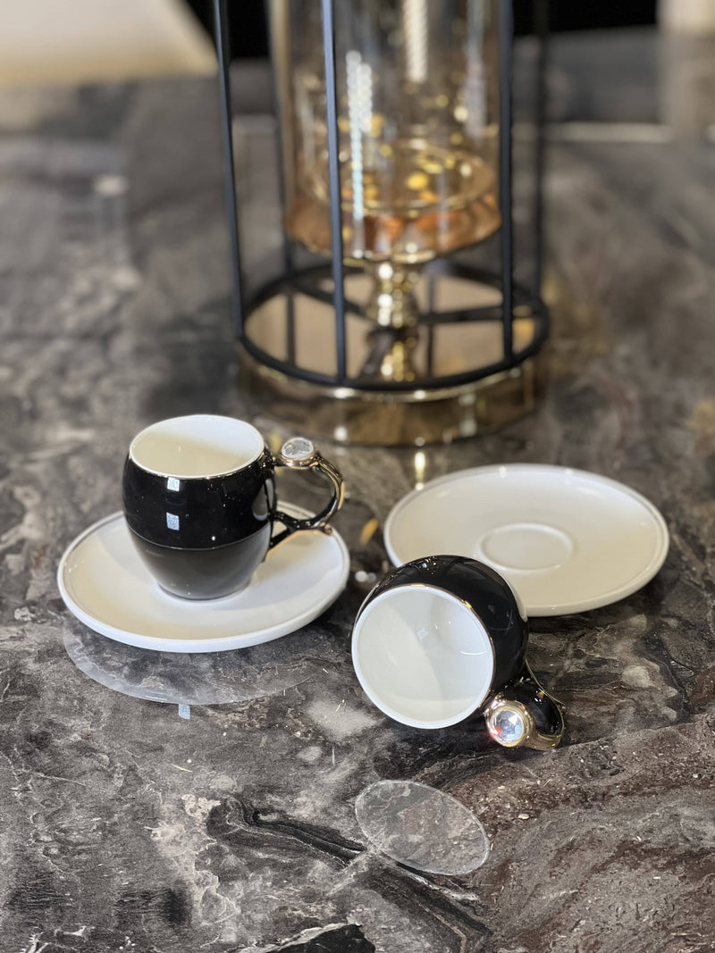 ACAR VOYAGE NOIR Set de 6 tasses à café en porcelaine