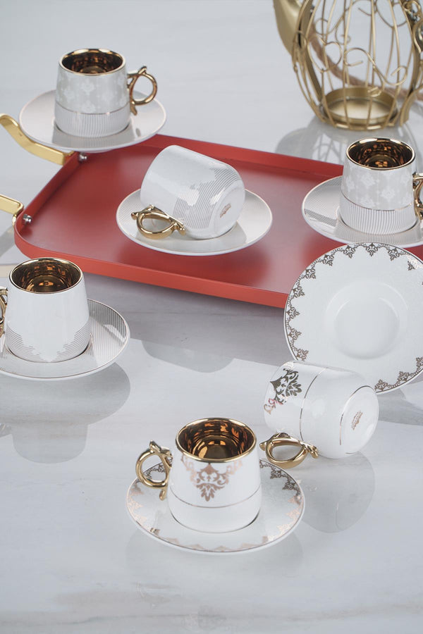 ACAR HELEN Set de 6 tasses à café en porcelaine ACAR HELEN 6lı Porselen Kahve Fincan Takımı ACAR HELEN Set von 6 Porzellan Kaffeetassen