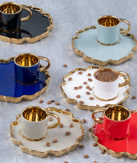 ACAR MARIGOLD Set de tasses à café en porcelaine 6 personnes 12 pièces ACAR MARIGOLD Porselen kahve fincan takımı 6 Kişilik 12 parça ACAR MARIGOLD Kaffeetassenset aus Porzellan 6 Personen 12-tlg.  