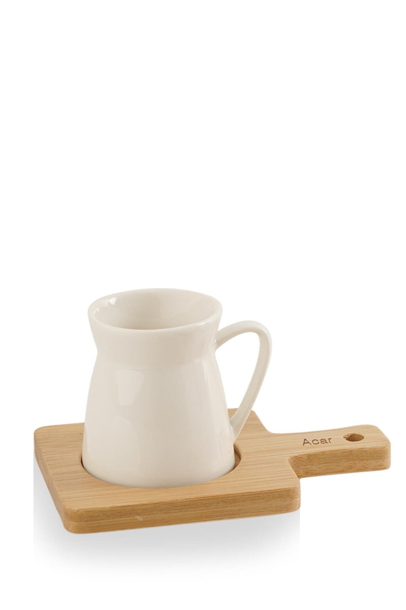 ACAR BAMBOU Tasses à café rectangulaire 6 personnes 12 pièces - BAMBU SUNUMLU 6'li dörtgen fincan set 12 parça