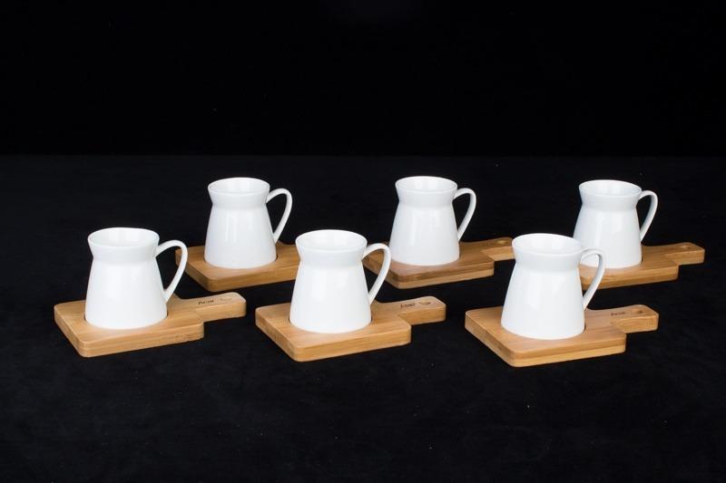 ACAR BAMBOU Tasses à café rectangulaire 6 personnes 12 pièces - BAMBU SUNUMLU 6'li dörtgen fincan set 12 parça