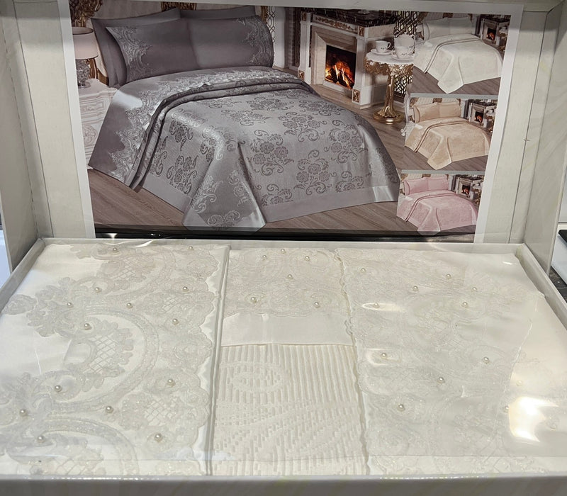 KARACA HOME VALERIA ROYAL Silber Komplettes 10-teiliges Bettwäsche-Set