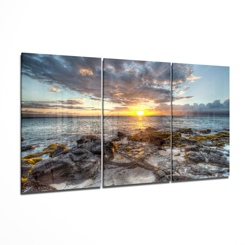 Méga Tableau en verre - Coucher de soleil sur Mer Mega Cam Tablo - Denizde Gün Batımı Mega-Glasbild-Sonnenuntergang über dem Meer