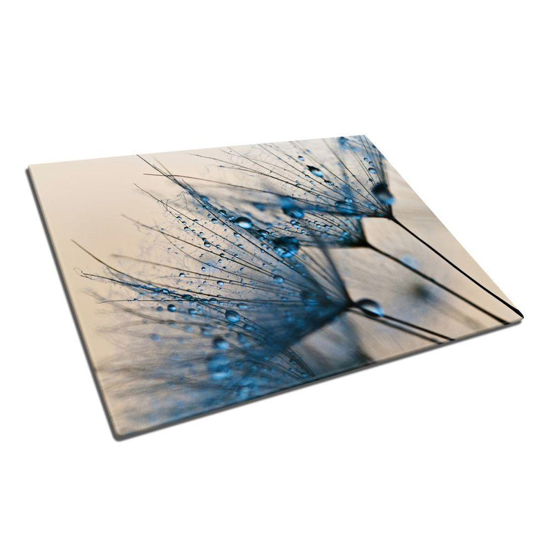 BELLART -  Pissenlit et gouttes d'eau - Planche à découper en verre à impression UV 35x25 cm - Karahindiba ve Su Damlalari - UV Baski Cam Kesme Tahtasi