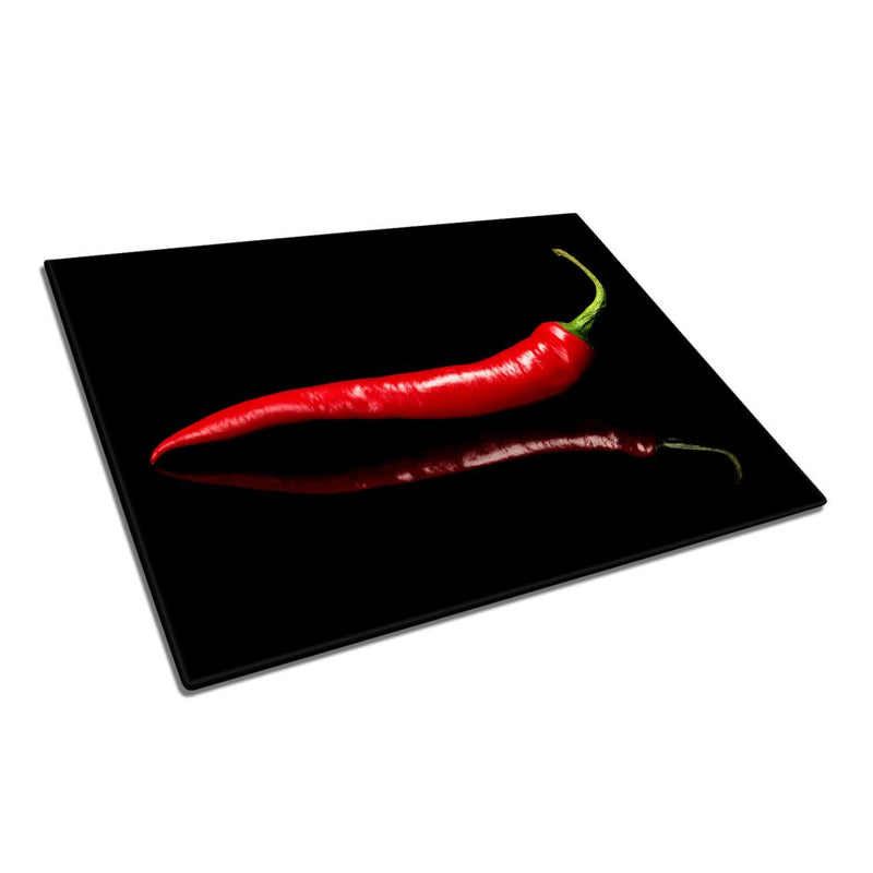 BELLART - Roter Pfeffer - Glasschneidebrett mit UV-Druck 35x25 cm