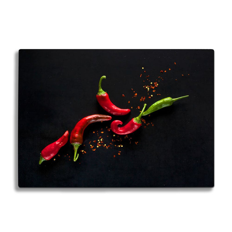 BELLART - Piment rouge et vert - Planche à découper en verre à impression UV 35x25 cm