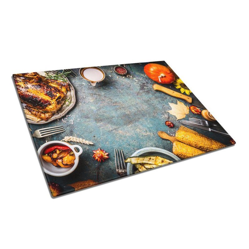 BELLART -  Belle table à manger et repas - Planche à découper en verre à impression UV 35x25 cm - Lezzetli Yemekler ve Yemek Masasi - UV Baski Cam Kesme Tahtasi