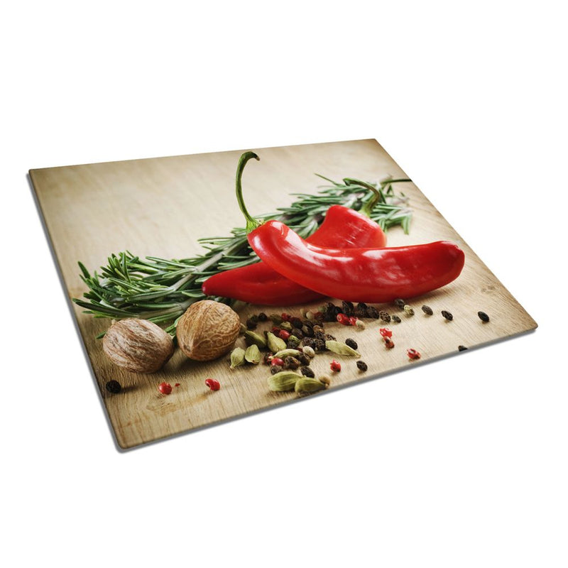BELLART - Red Peppers - Glasschneidebrett mit UV-Druck 35x25 cm
