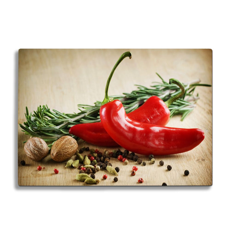 BELLART - Red Peppers - Glasschneidebrett mit UV-Druck 35x25 cm