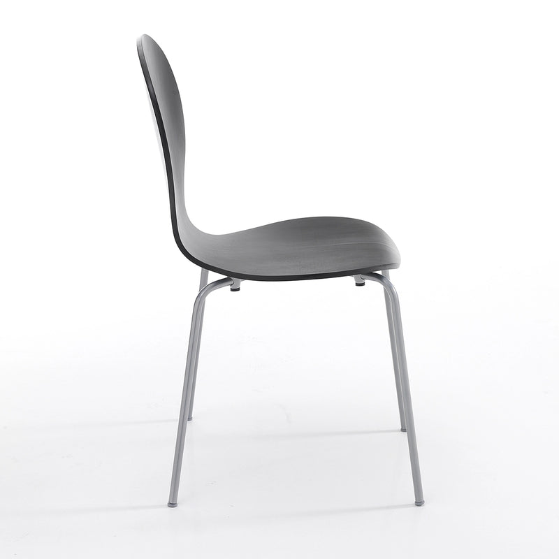 Set de 4 Chaises Moderne de salon, séjour et salle à manger Noir - pieds Chrome