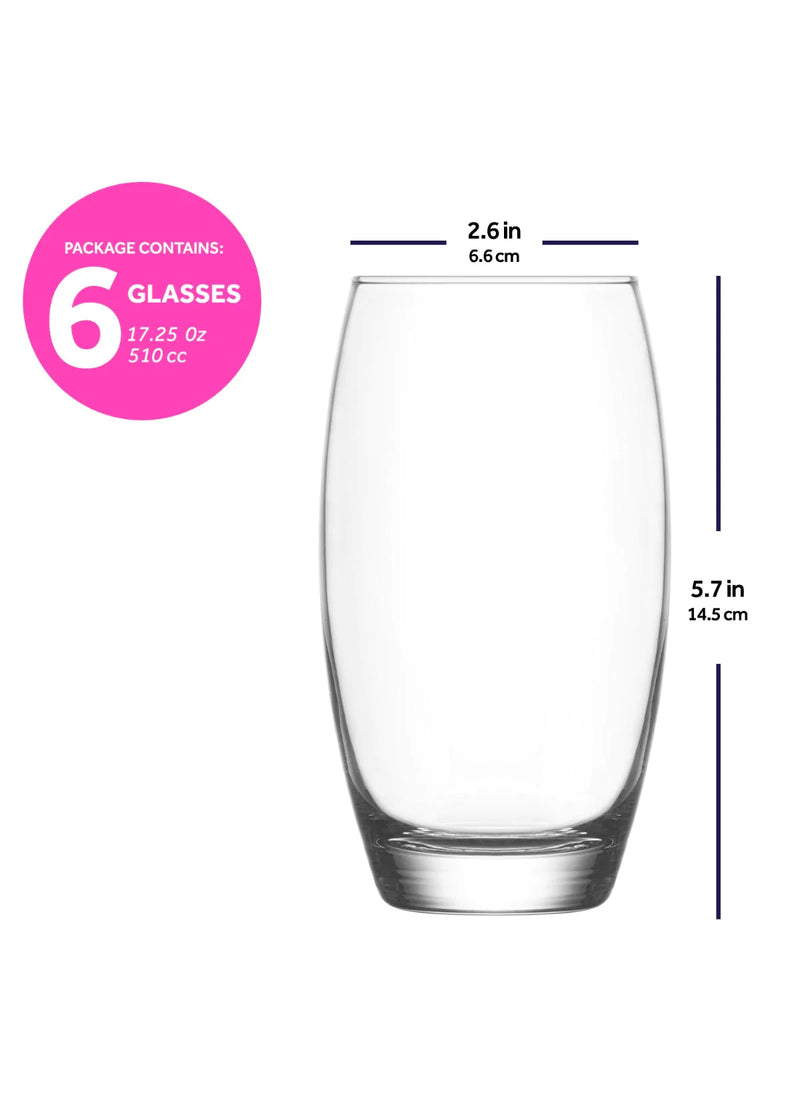 LAV EMPIRE Set de 6 verres 510 ml LAV EMPIRE 6'lı Meşrubat Bardağı 510 ml LAV EMPIRE Set aus 6 Gläsern 510 ml.