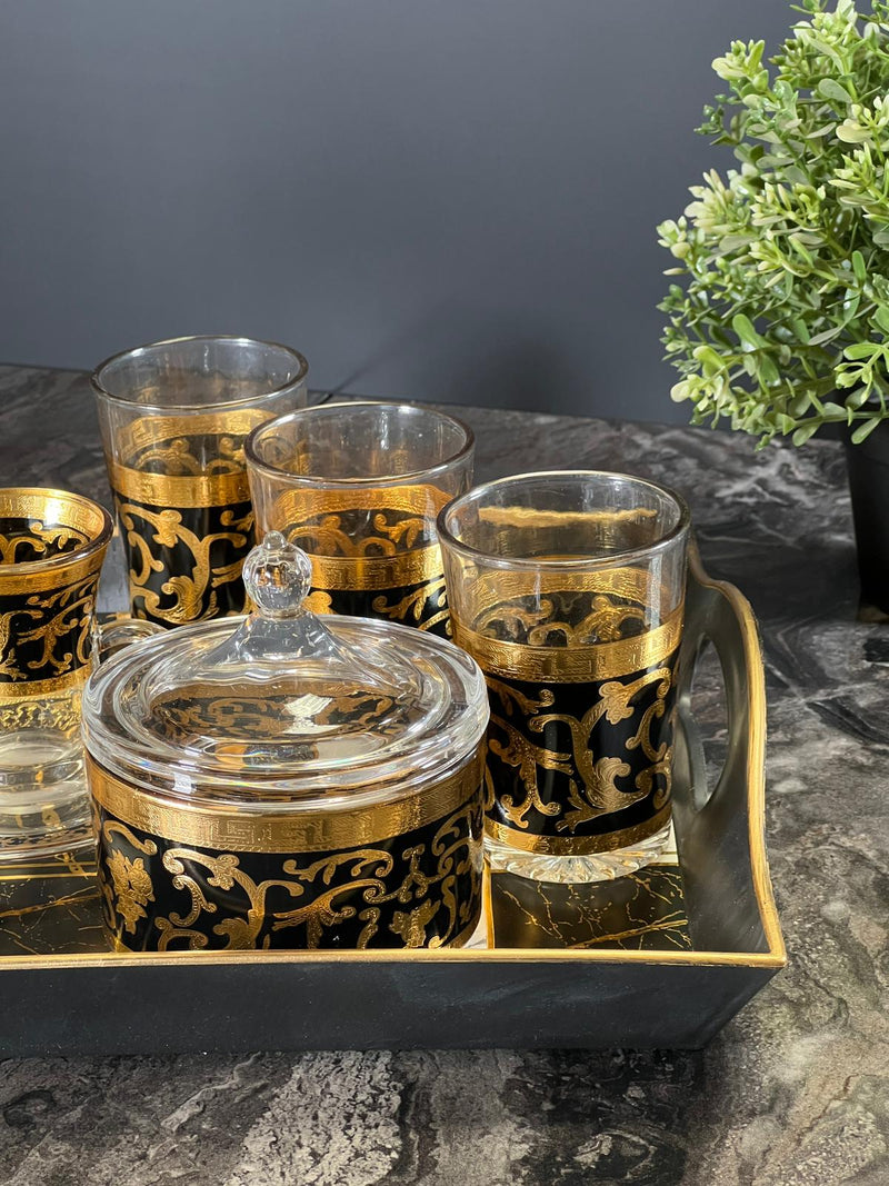 TREND HOME ORIENT GOLD Set de 12 verres avec sucrier 20 pièces