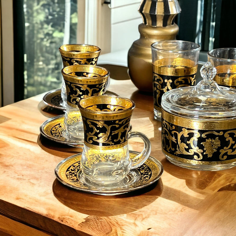 TREND HOME ORIENT GOLD Set de 12 verres avec sucrier 20 pièces