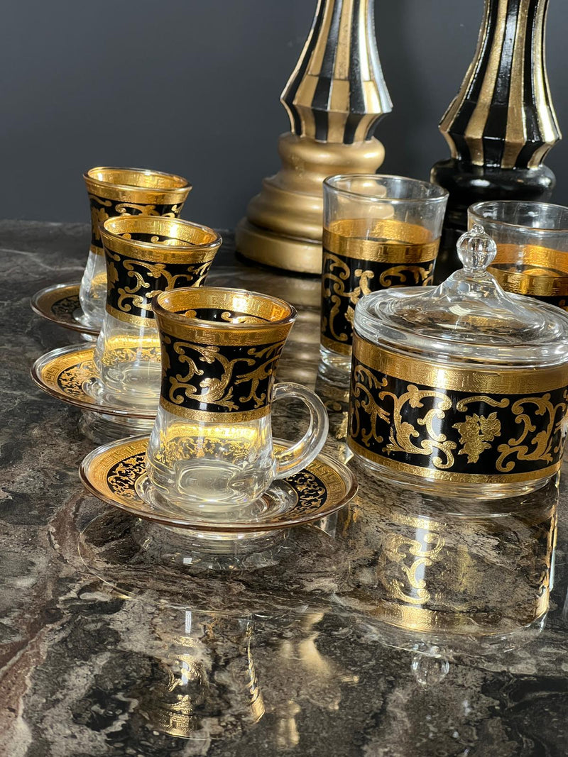 TREND HOME ORIENT GOLD Set de 12 verres avec sucrier 20 pièces