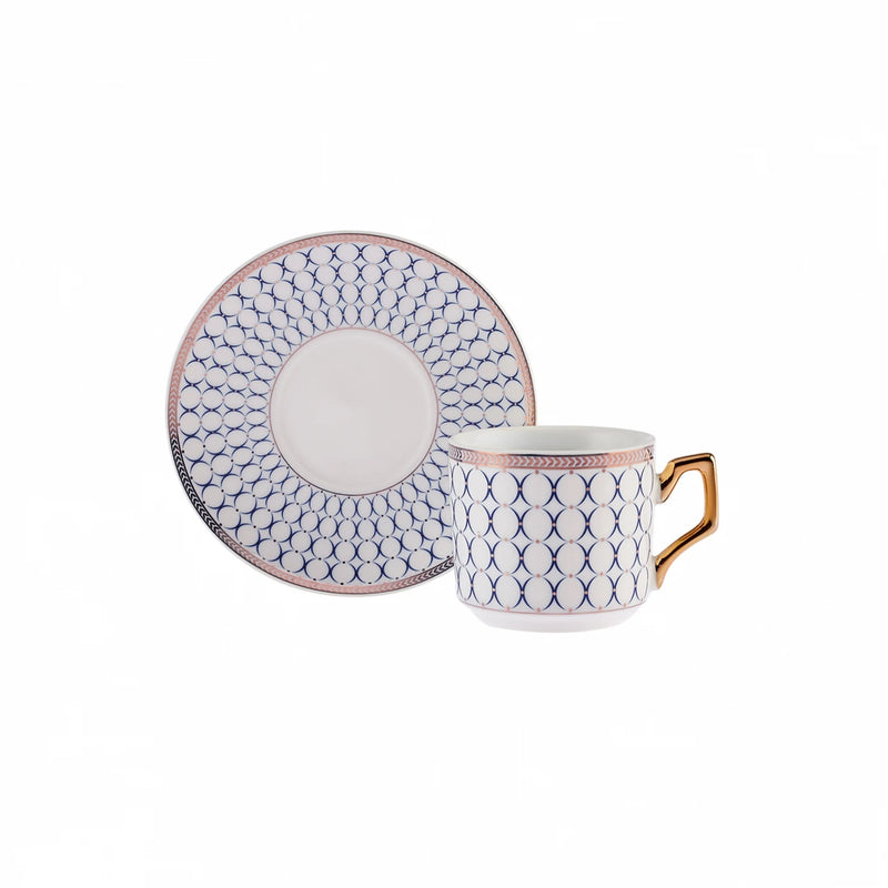 KARACA JOLLY BLUE RING Set de tasses à café 12 pièces 6 personnes KARACA JOLLY BLUE RING Kahve fincan takımı 12 parça 6 kişilik KARACA JOLLY BLUE RING 12-teiliges Kaffeetassenset 6 Personen