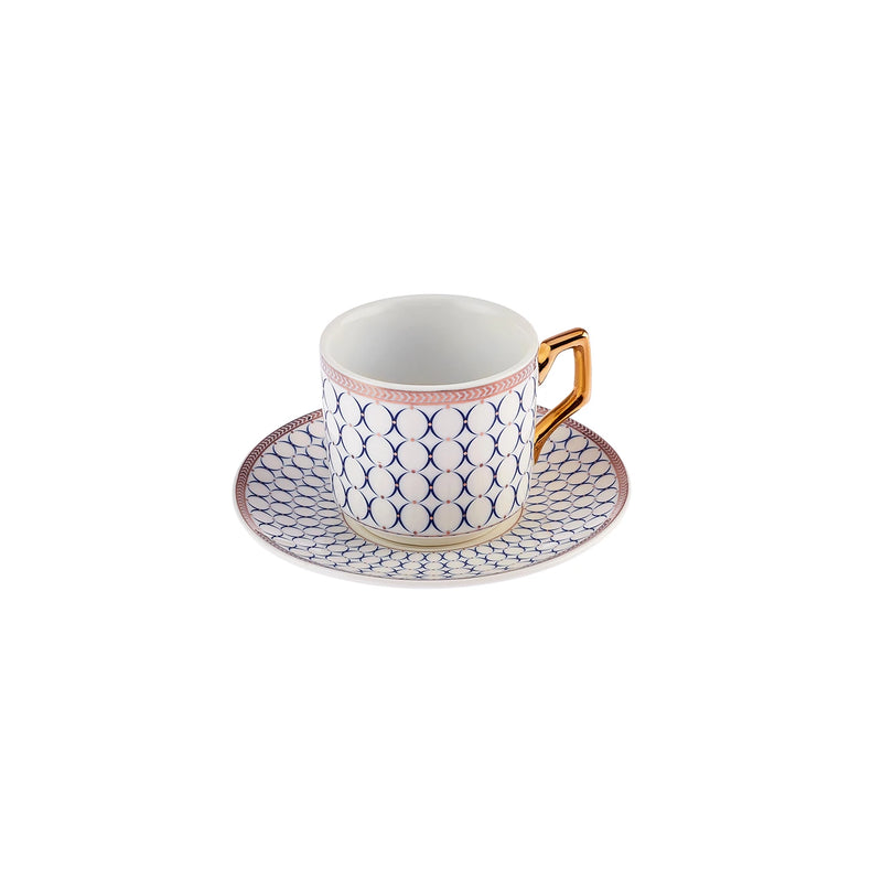 KARACA JOLLY BLUE RING Set de tasses à café 12 pièces 6 personnes KARACA JOLLY BLUE RING Kahve fincan takımı 12 parça 6 kişilik KARACA JOLLY BLUE RING 12-teiliges Kaffeetassenset 6 Personen