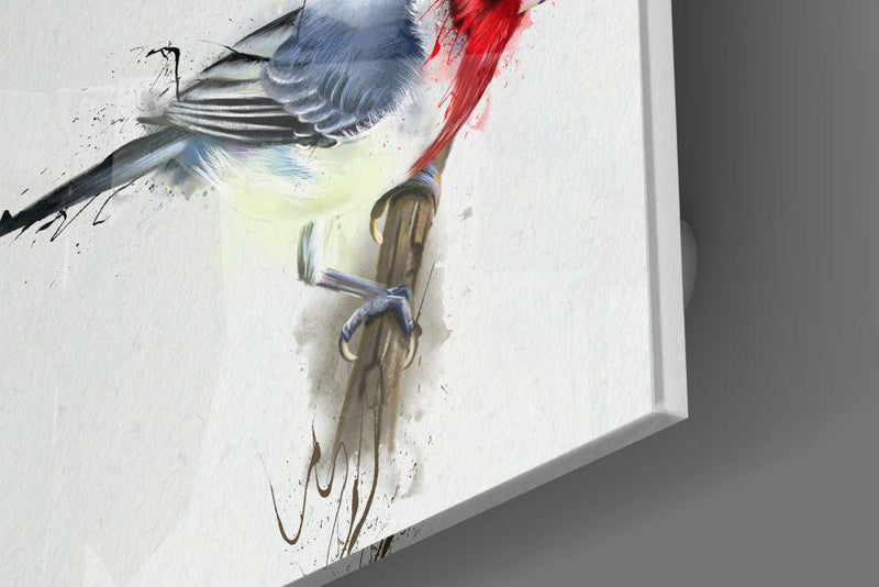 Tableau en verre - Oiseau rouge - Cam tablo - k?rm?z? ku? - Glasbild - Roter Vogel