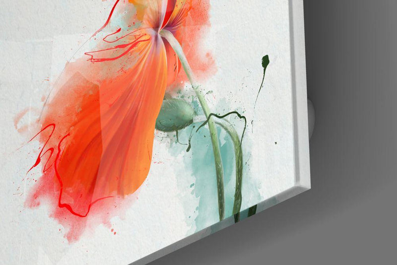 Tableau en verre - Fleur orange - Cam tablo - Turuncu çiçek