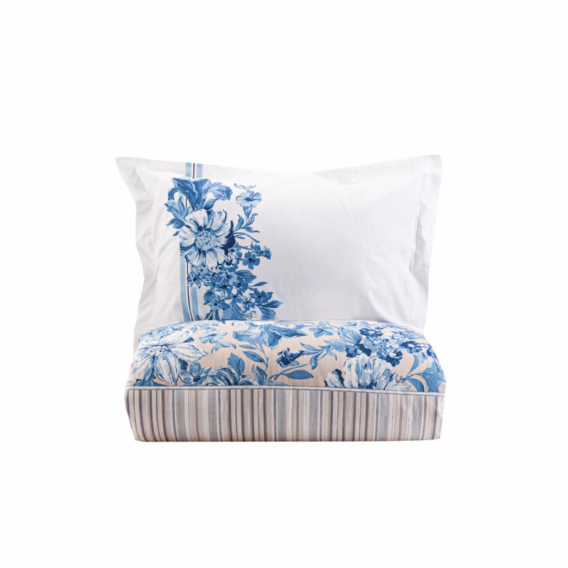 KARACA HOME MELENIE Parure de lit 100% coton 2 personnes bleu - Bella Home