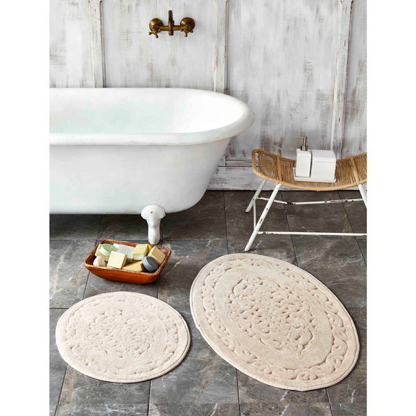 KARACA HOME OBI BEIGE Set de tapis de bain 2 pièces 60x100 cm + 50x60 cm - BEJ 2li paspas set