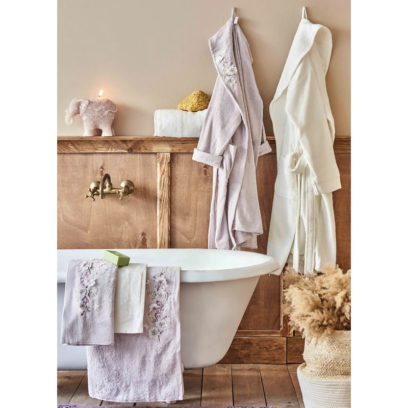 KARACA HOME LUCY Set de bain lilas avec broderie en 3D