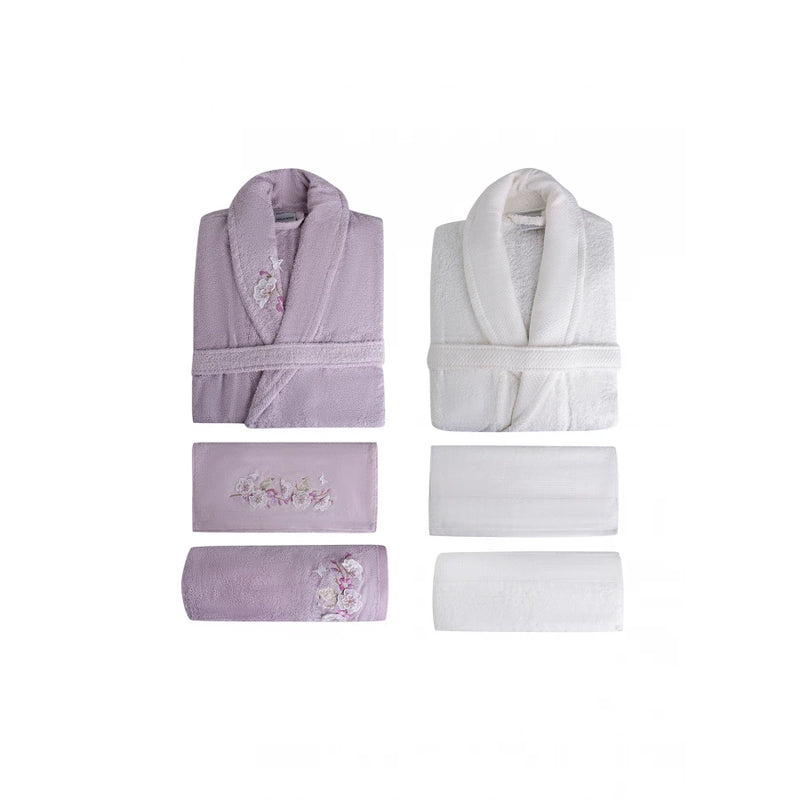 KARACA HOME LUCY Set de bain lilas avec broderie en 3D