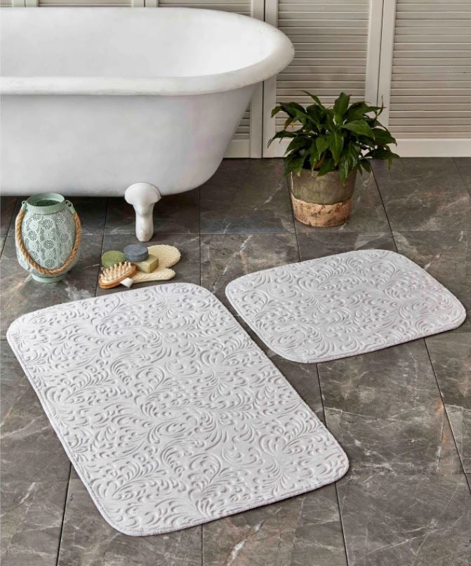 KARACA HOME DELORA GRIS Set de tapis de bain 2 pièces - GRI 2li paspas seti