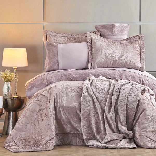 KARACA HOME VALERIA BEST   Ensemble de linge de lit complet avec couvre-lit 8 pièces rose KARACA HOME VALERIA BEST   8 Parça çeyiz seti  gül kurusu 