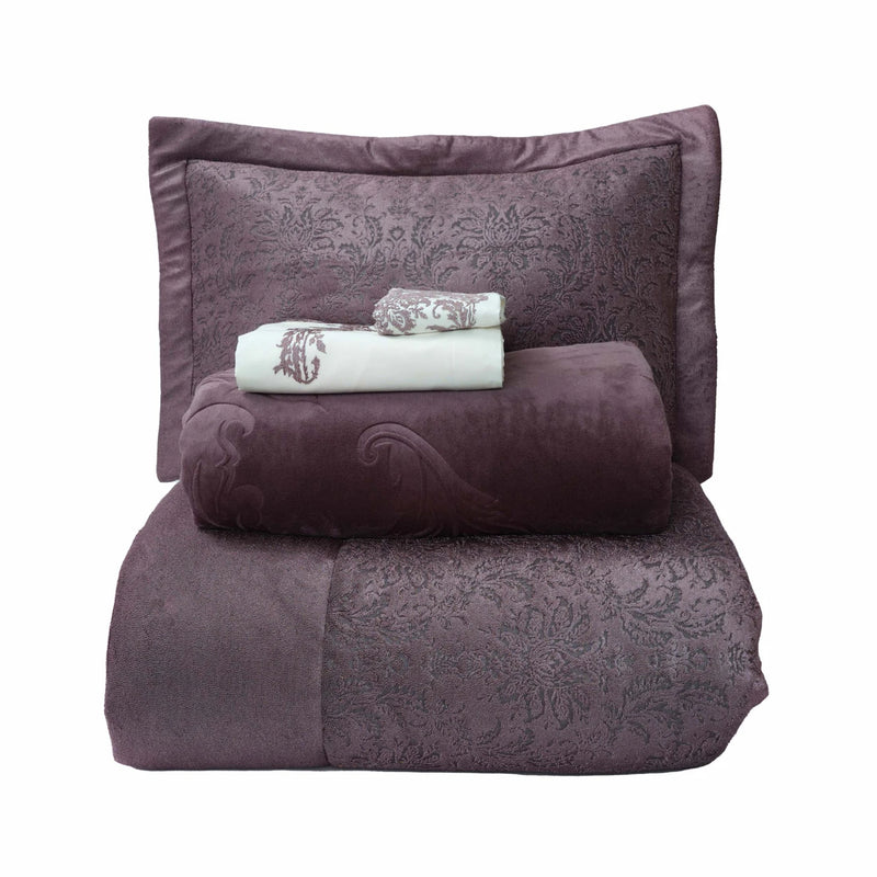 KARACA HOME BENJAMIN   Ensemble de linge de lit complet avec couvre-lit 10 pièces pourpre KARACA HOME BENJAMIN  10 Parça çeyiz seti  mürdüm