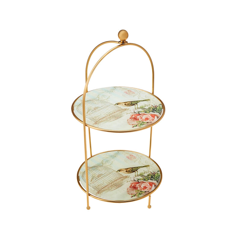 KARACA BIRDS Présentoir à gâteaux double étage 25 cm