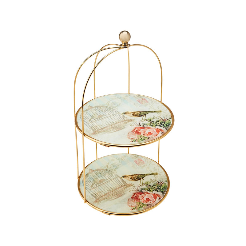 KARACA BIRDS Présentoir à gâteaux double étage 20 cm