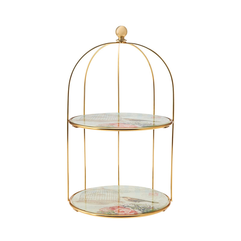 KARACA BIRDS Présentoir à gâteaux double étage 20 cm