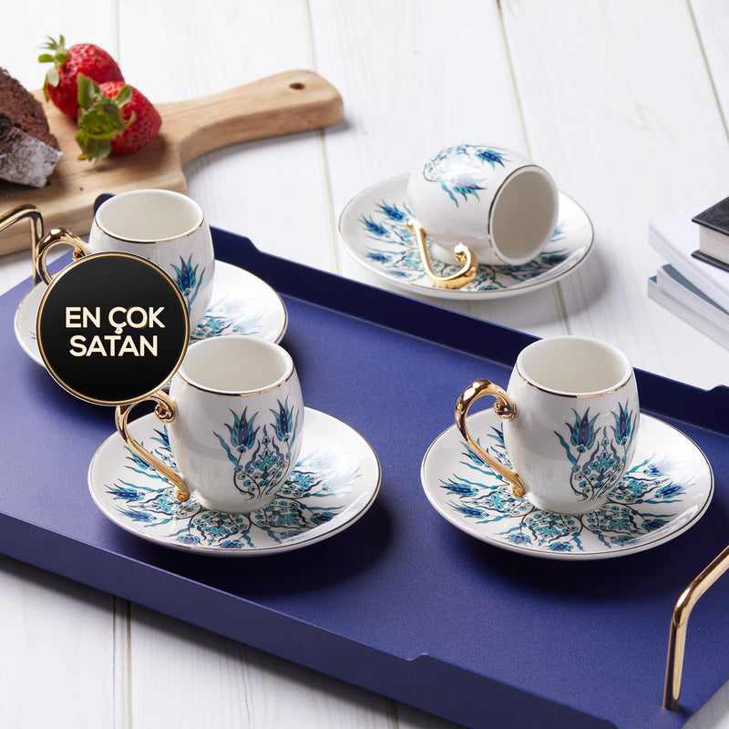 KARACA IZNIK Set tasses à café 12 pièces 6 personnes - Kahve fincan takımı 12 parça 6 kişilik