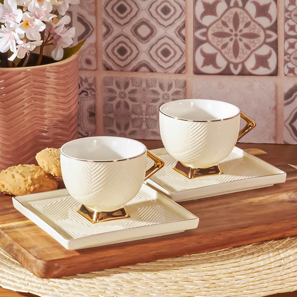 KARACA ART DECO Set de 2 tasses à café crème Krem 2 kişilik  fincan takımı