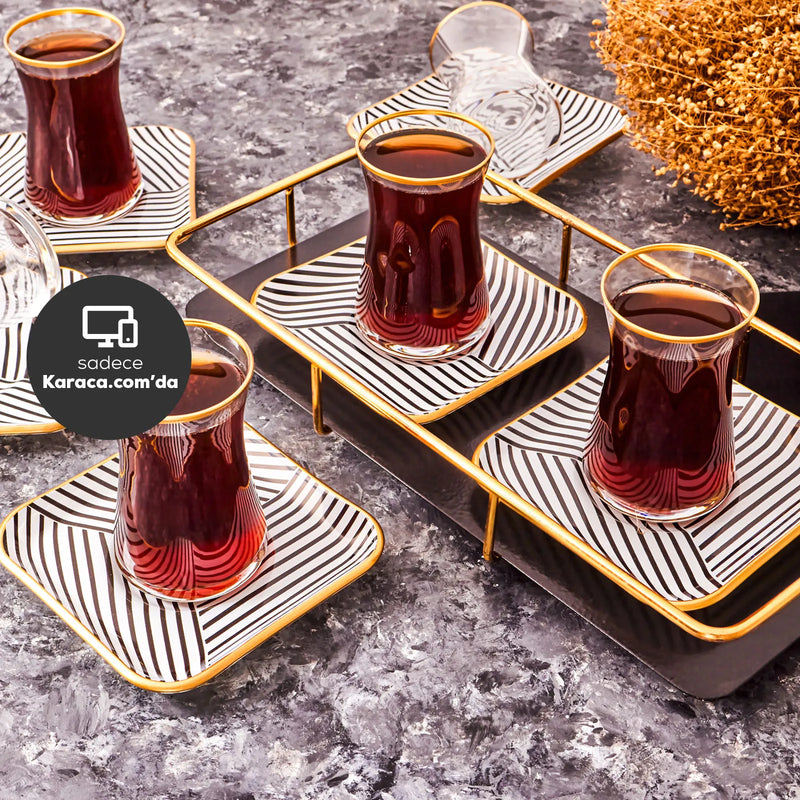 KARACA BLACK NOIR Set verres à thé 6 personnes KARACA BLACK NOIR 12 Parça 6 kişilik çay seti KARACA BLACK NOIR Set Teegläser 6 Pers.