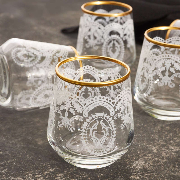 KARACA BEREN Lot de 6 petits verres à eau doré - 6 Parça Kahve Yanı Bardağı Gold