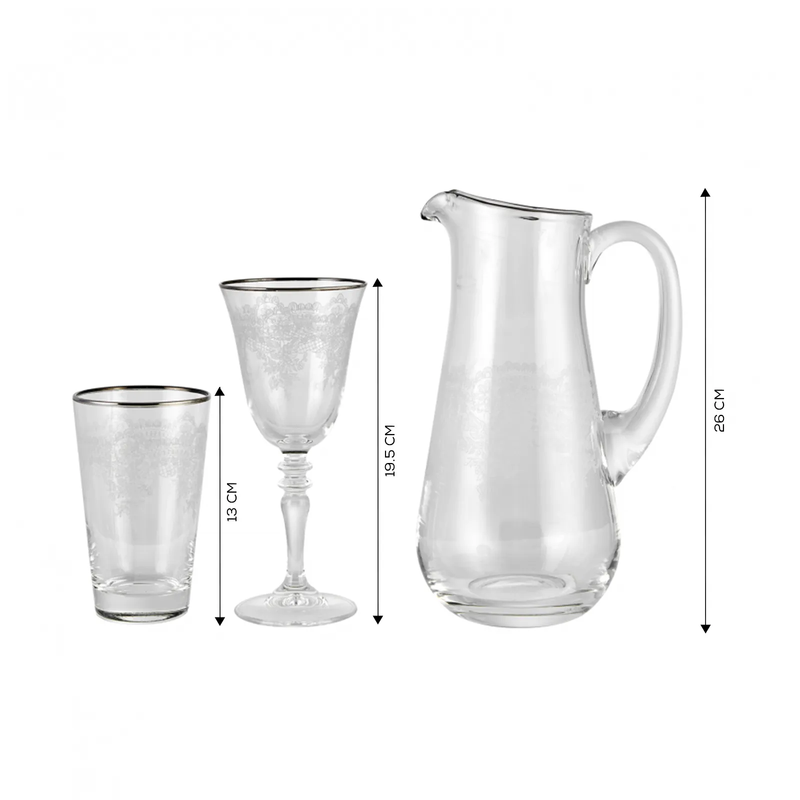 KARACA ELEGANT LACE PLATİN Set de verres 25 pièces 12 personnes Parça kişilik bardak seti