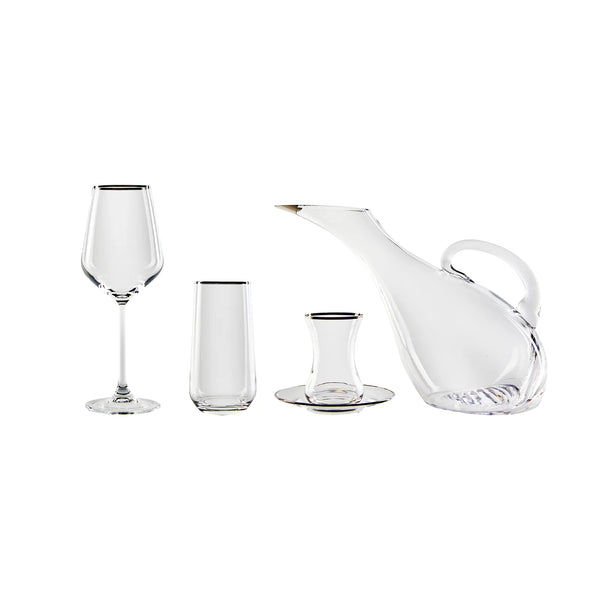 KARACA IRENE PLATIN RIM Set de verres 49 Pièces 12 personnes KARACA IRENE PLATIN RIM Bardak seti 49 Parça 12 kişilik KARACA IRENE PLATIN RIM Gläserset 49-teilig für 12 Personen