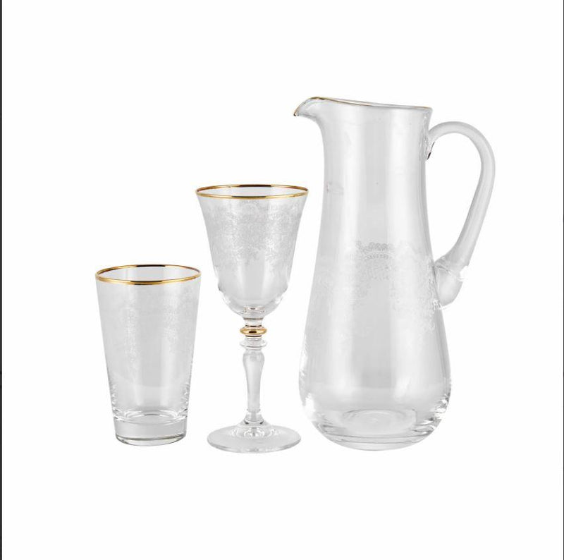 KARACA ELEGANT LACE GOLD Set de verres 25 pièces 12 personnes - LACE ALTIN Bardak seti 25 parça 12 kişilik